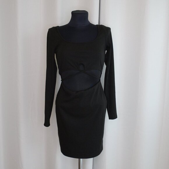 ASTR the Label Ribbed Black Mini Cutout Dress Sz S - Picture 3 of 9